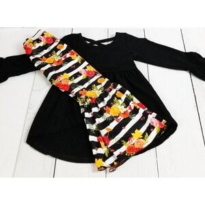 Black & White Floral Bell Bottoms Girls 3-6 months